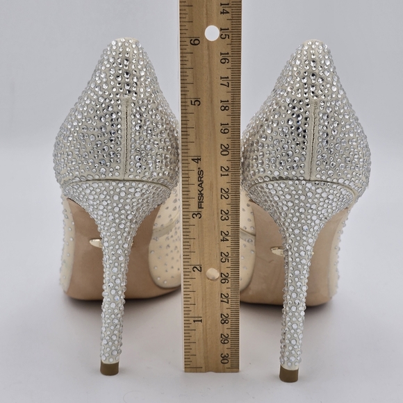 Badgley Mischka Weslee Mesh Crystal Adorned Princess Pumps, Women's Size 6 - Picture 8 of 16